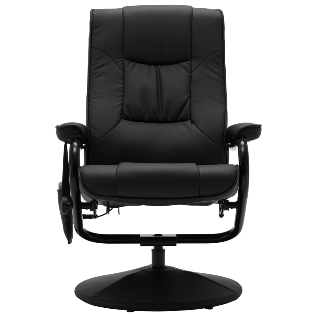 Massagesessel mit Fußhocker Schwarz Kunstleder
