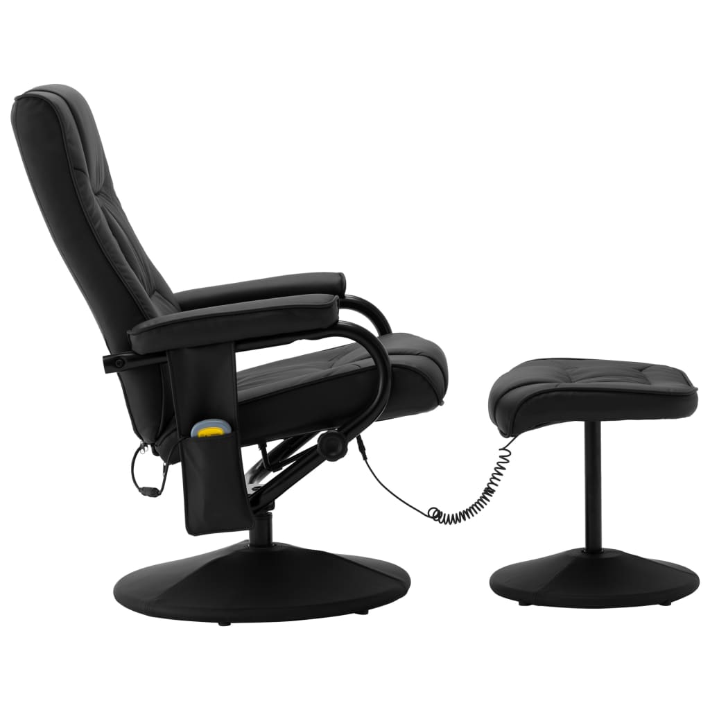 Massagesessel mit Fußhocker Schwarz Kunstleder