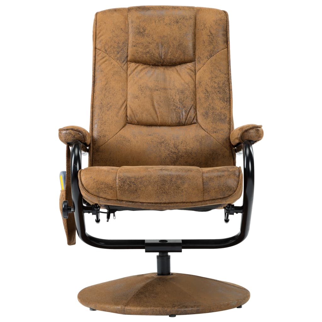 Massagesessel mit Fußhocker Braun Wildlederimitat