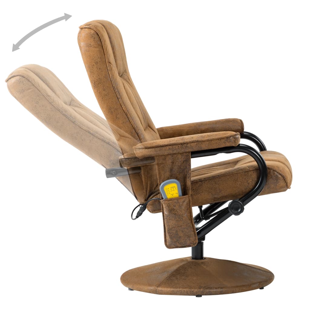 Massagesessel mit Fußhocker Braun Wildlederimitat