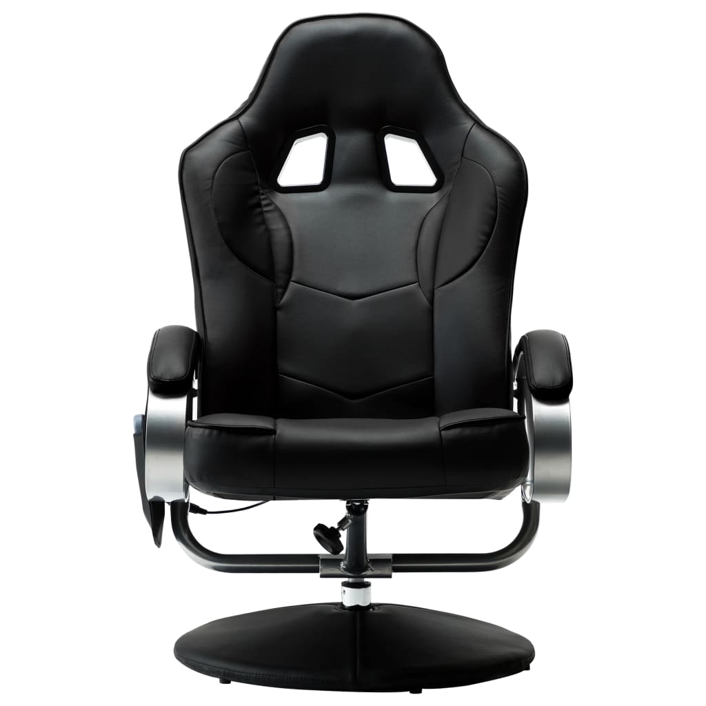 Massagesessel mit Fußhocker Schwarz Kunstleder