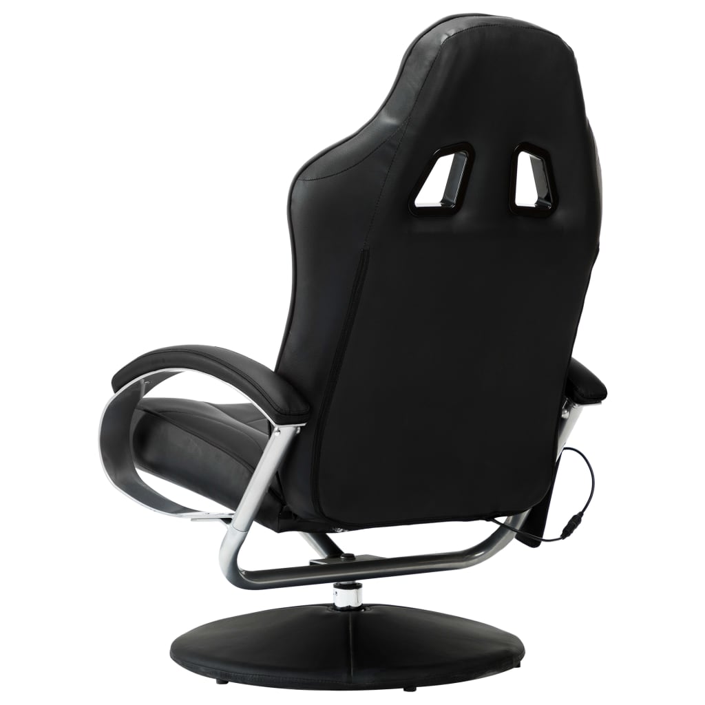 Massagesessel mit Fußhocker Schwarz Kunstleder