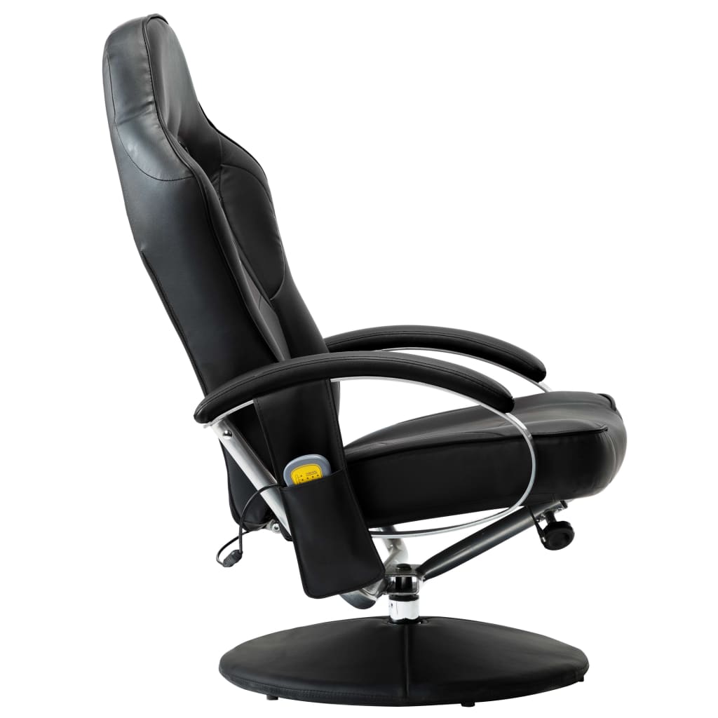 Massagesessel mit Fußhocker Schwarz Kunstleder