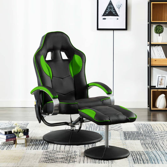 Massagesessel mit Fußhocker Grün Kunstleder