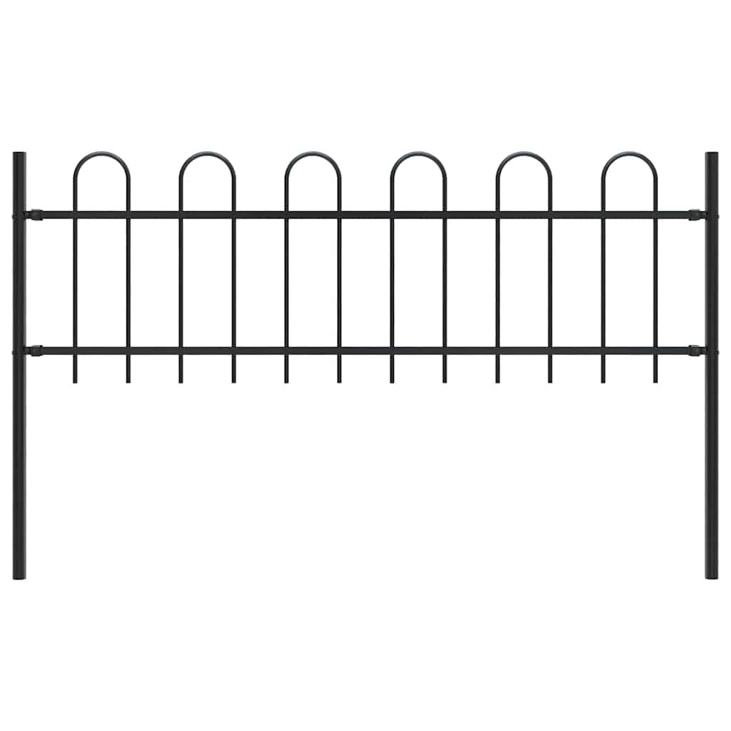 Gartenzaun BOXTEL mit Bügelaufsatz Stahl 170 x 60 cm Schwarz