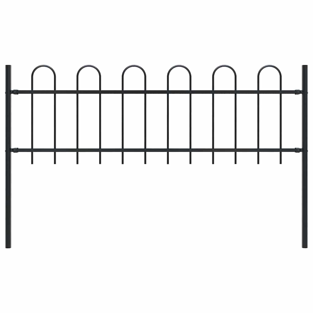 Gartenzaun BOXTEL mit Bügelaufsatz Stahl 170 x 60 cm Schwarz