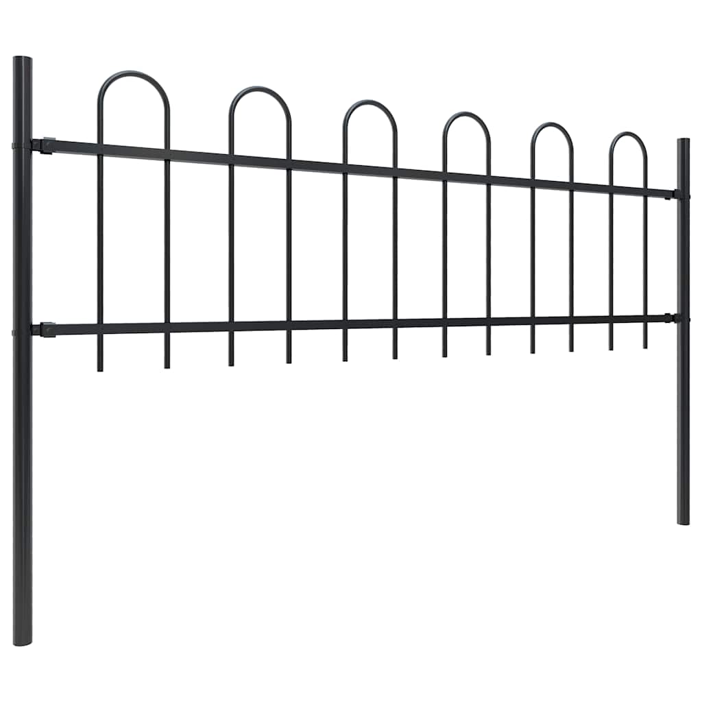 Gartenzaun BOXTEL mit Bügelaufsatz Stahl 170 x 60 cm Schwarz
