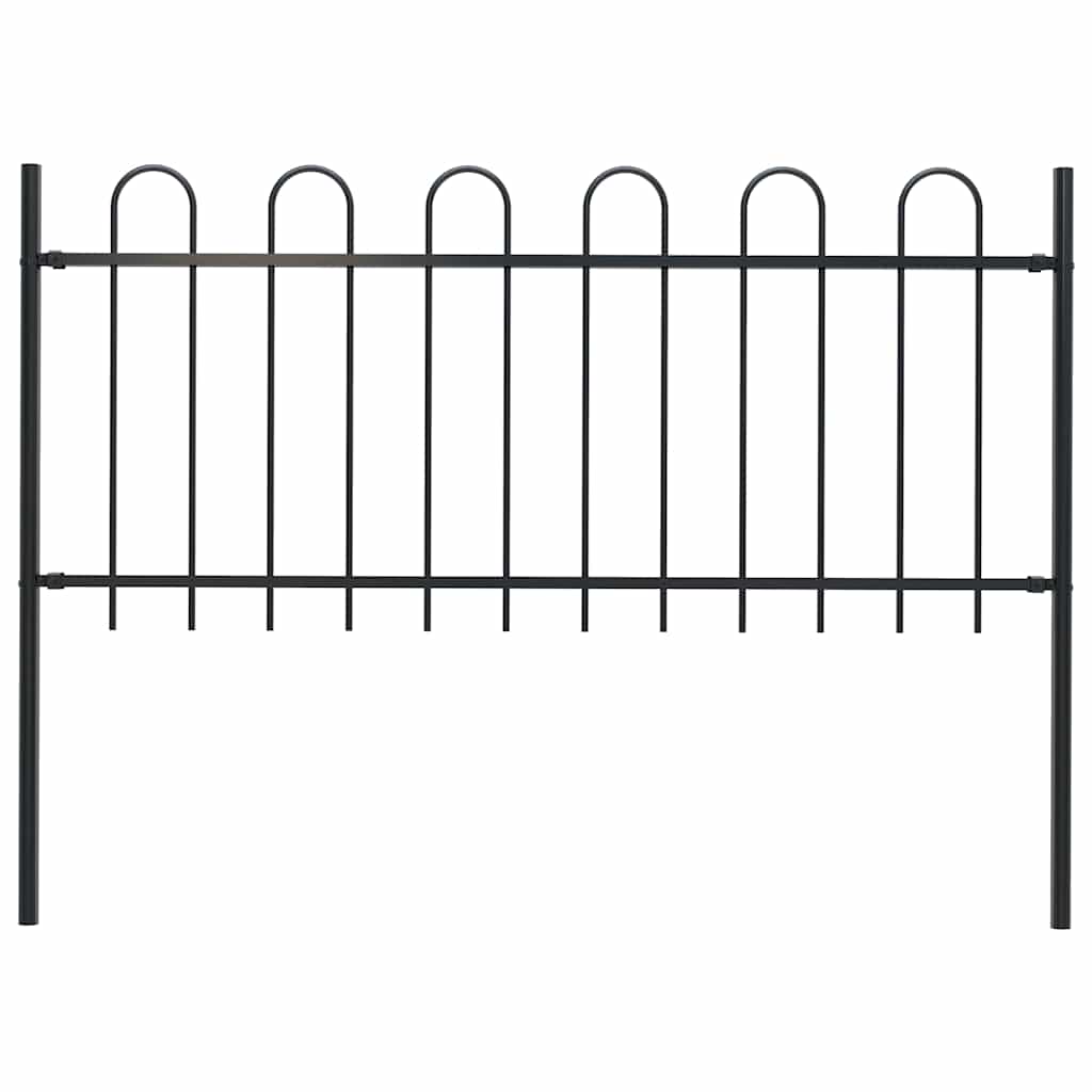 Gartenzaun BOXTEL mit Bügelaufsatz Stahl 170 x 80 cm Schwarz