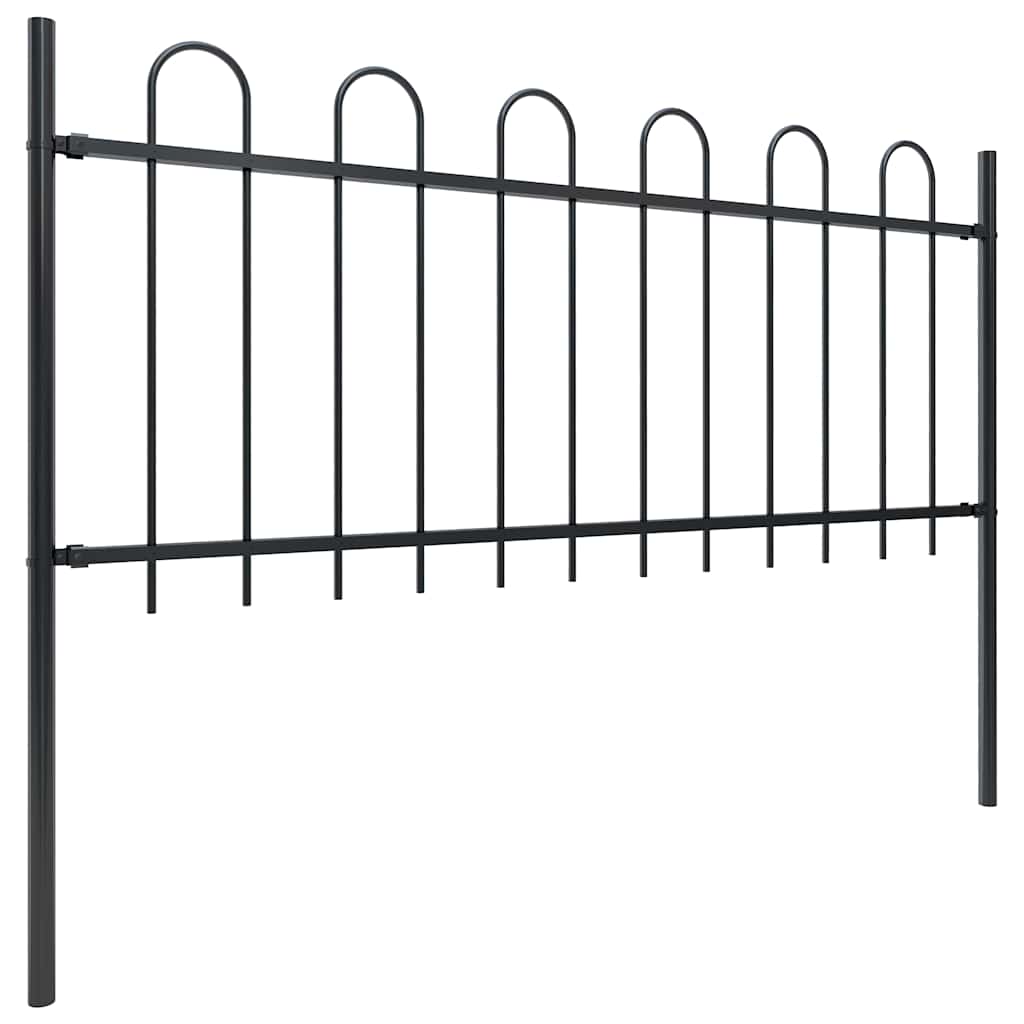 Gartenzaun BOXTEL mit Bügelaufsatz Stahl 170 x 80 cm Schwarz