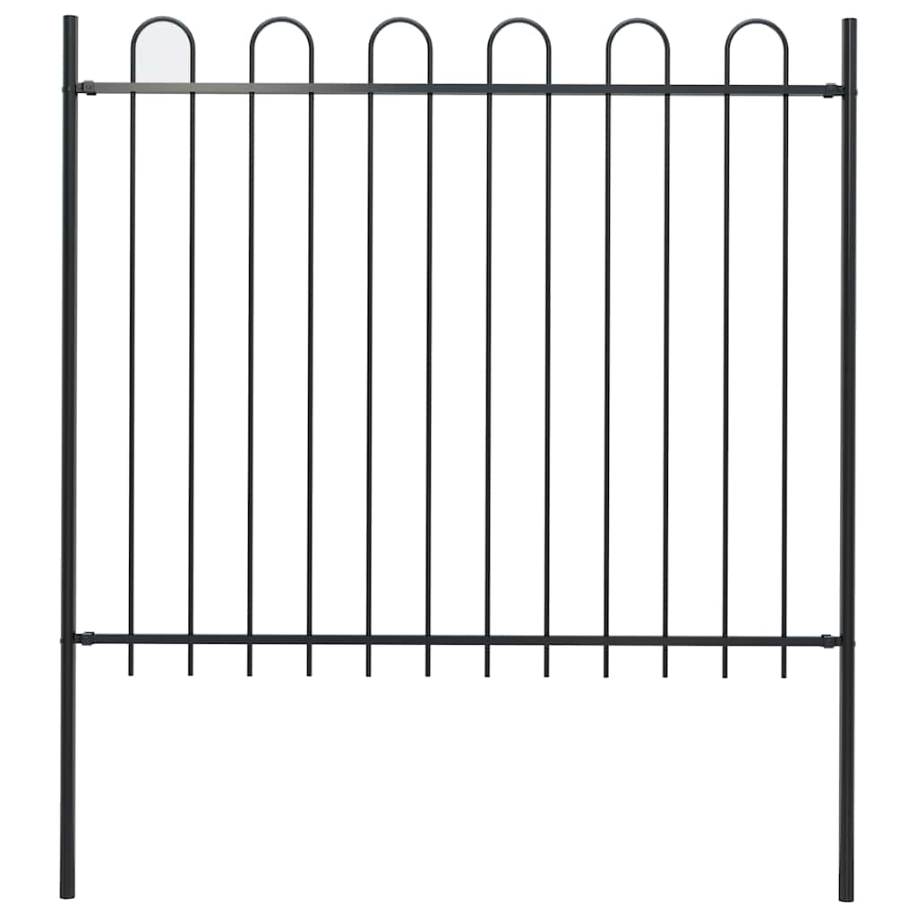 Gartenzaun BOXTEL mit Bügelaufsatz Stahl 170 x 150 cm Schwarz