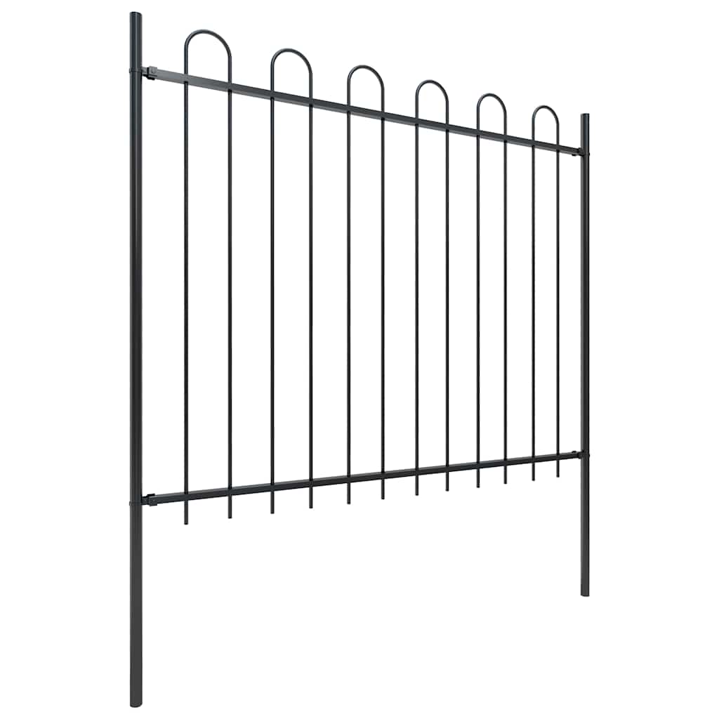 Gartenzaun BOXTEL mit Bügelaufsatz Stahl 170 x 150 cm Schwarz