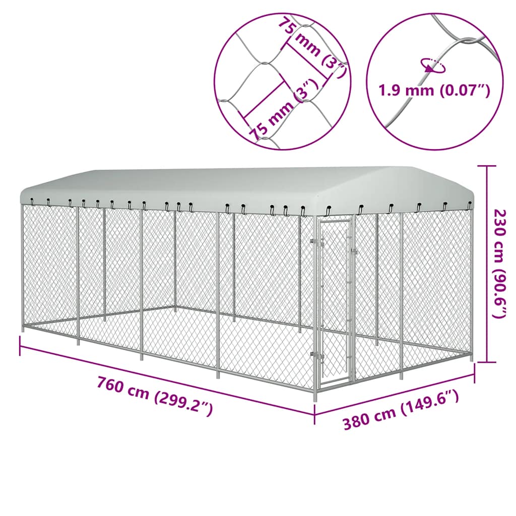 Outdoor-Hundezwinger mit Überdachung 7,6x3,8x2,3 m