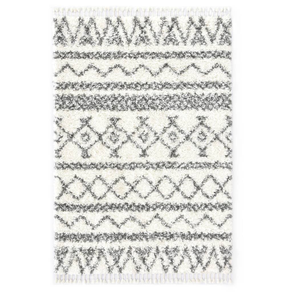 Berberteppich Hochflor PP Beige und Grau 160×230 cm