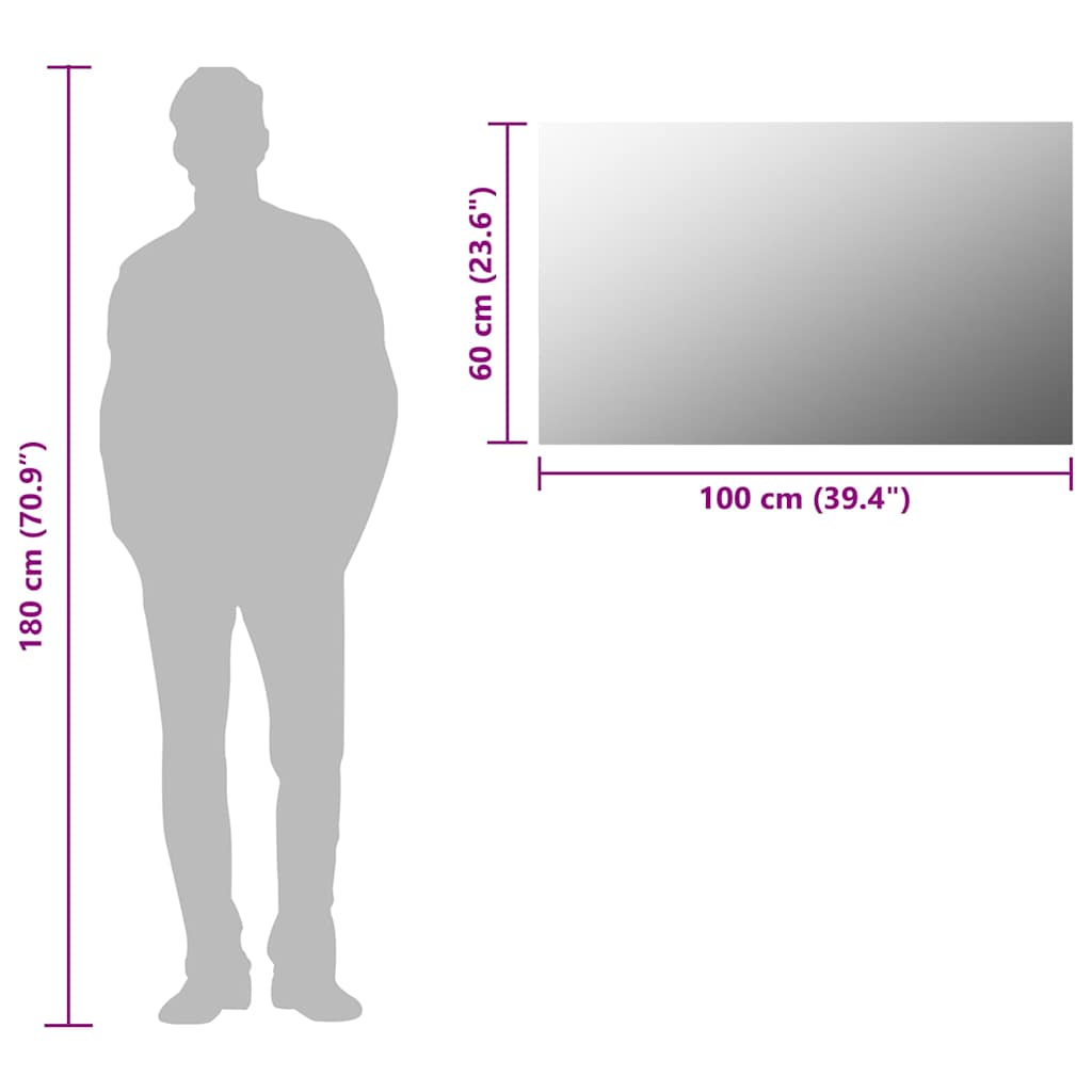 Rahmenloser Spiegel 100x60 cm Glas