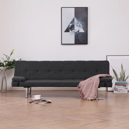 Schlafsofa mit zwei Kissen Dunkelgrau Polyester
