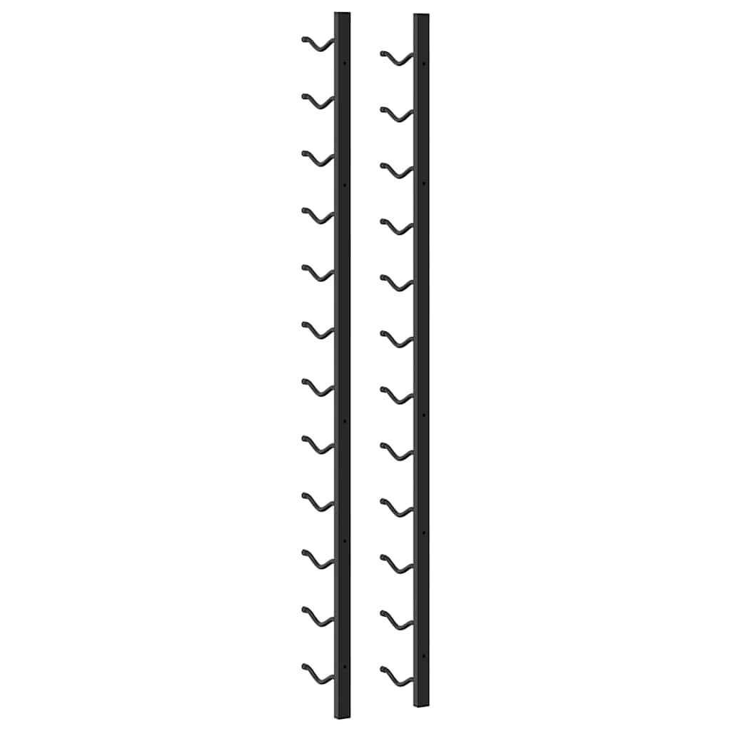 Wand-Weinregale für 12 Flaschen 2 Stk. Schwarz Eisen