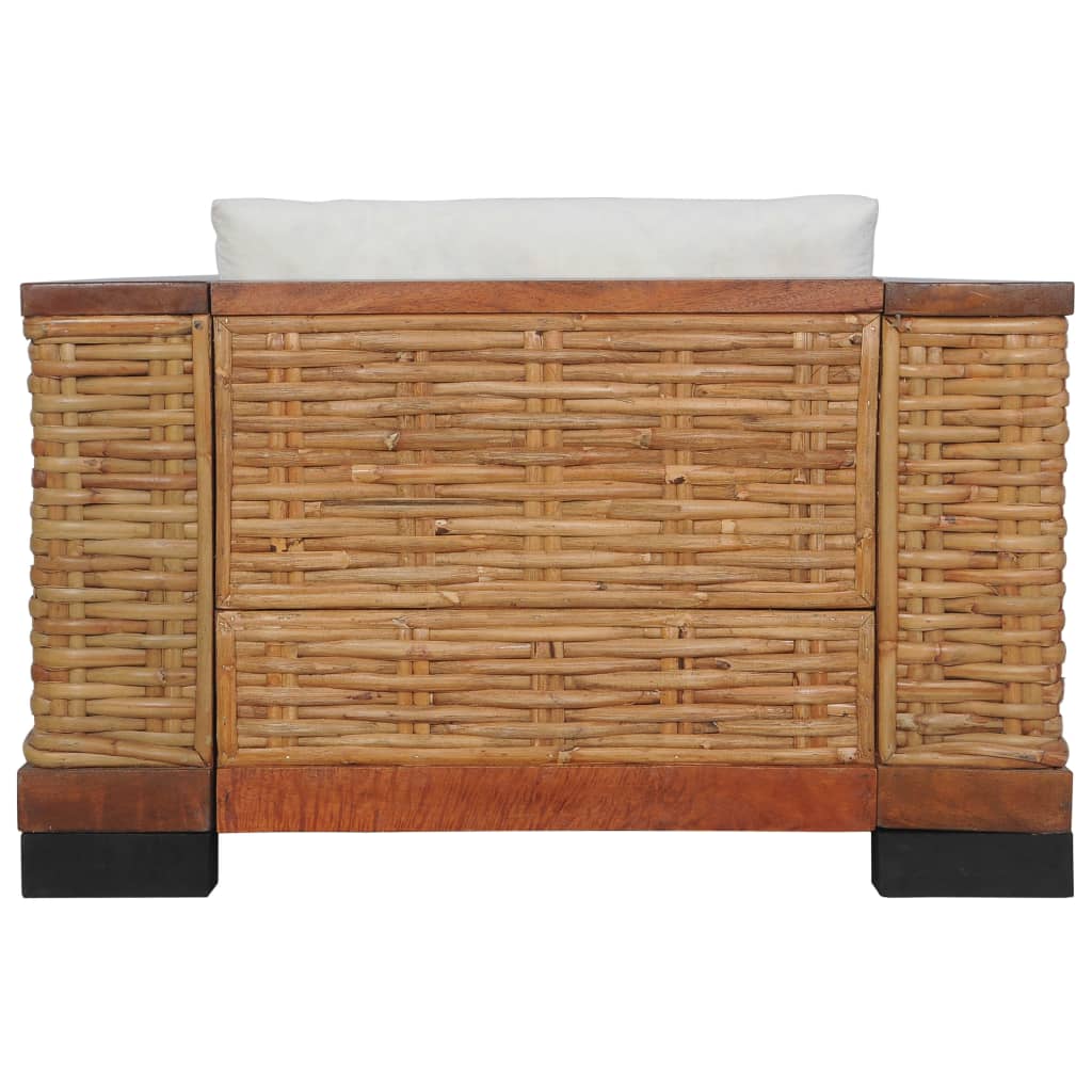 Sessel mit Kissen Braun Natur Rattan