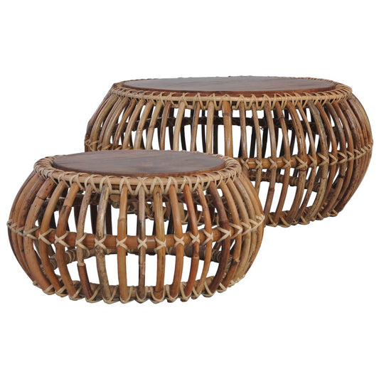 Coffee tables 2 pcs. Natural rattan
