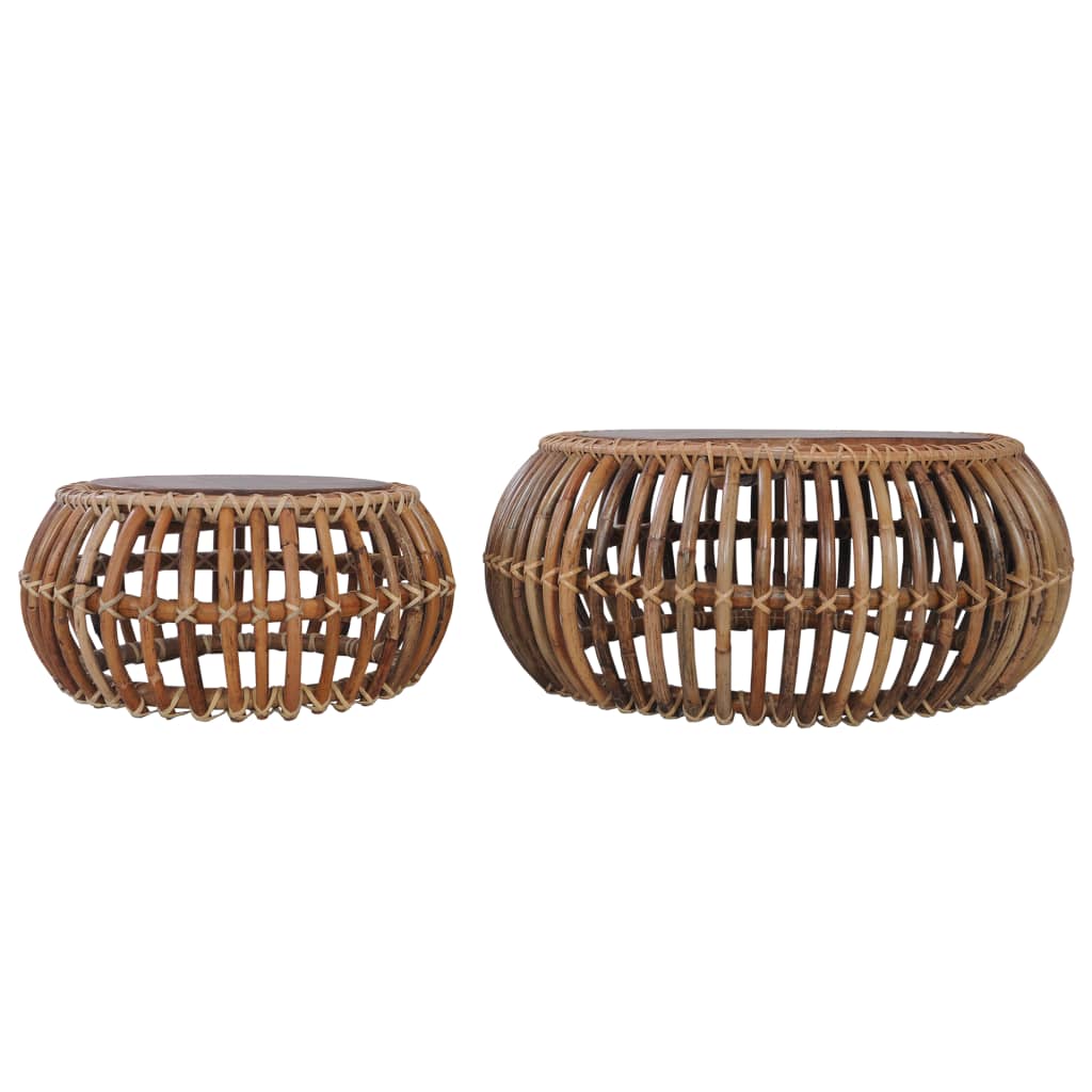 Coffee tables 2 pcs. Natural rattan
