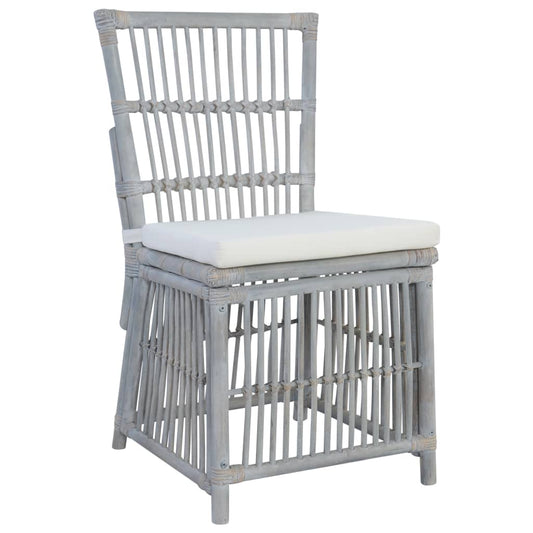 Dining Chairs with Cushions 2 pcs. Grey Natural Rattan