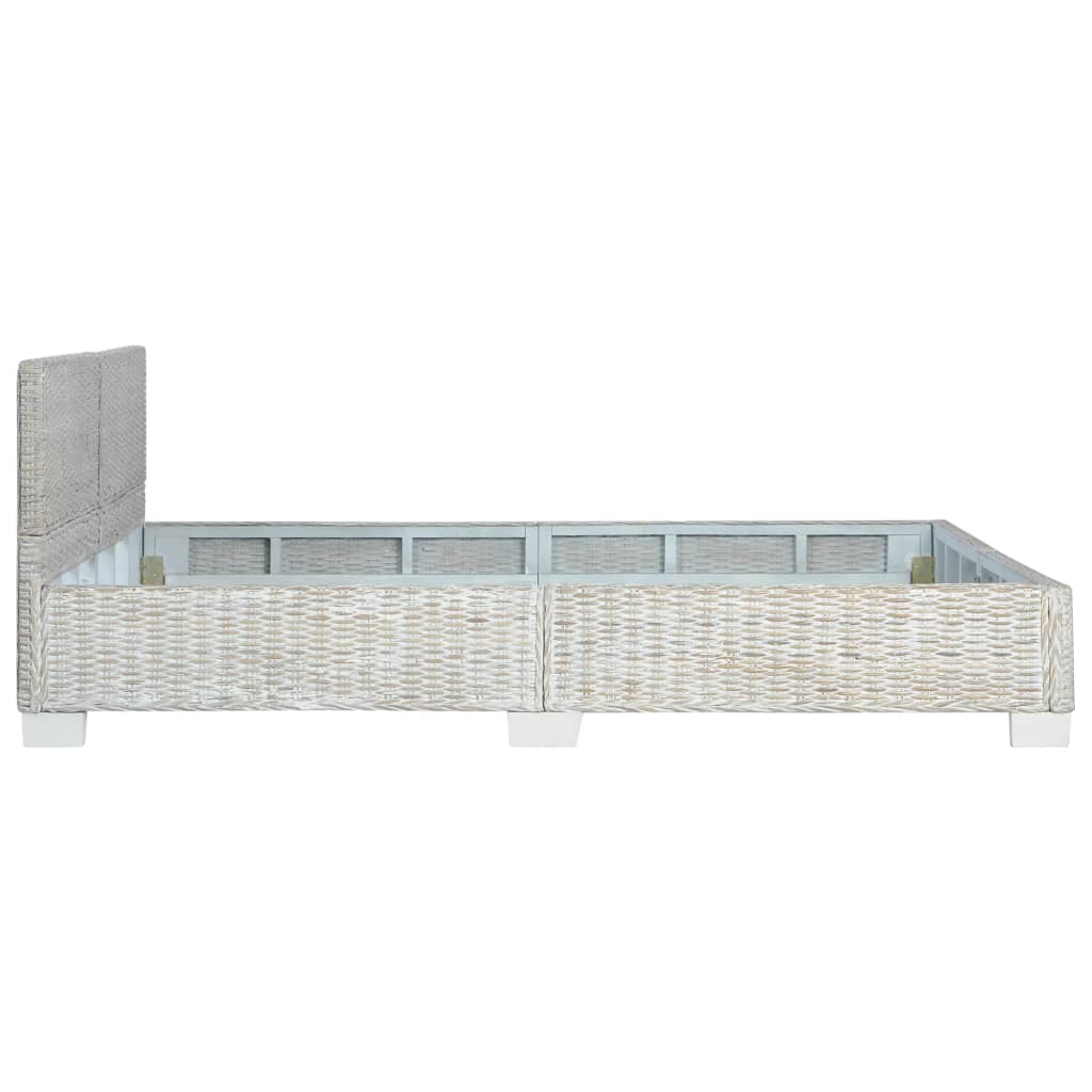 Bettgestell Grau Natur Rattan 160 x 200 cm