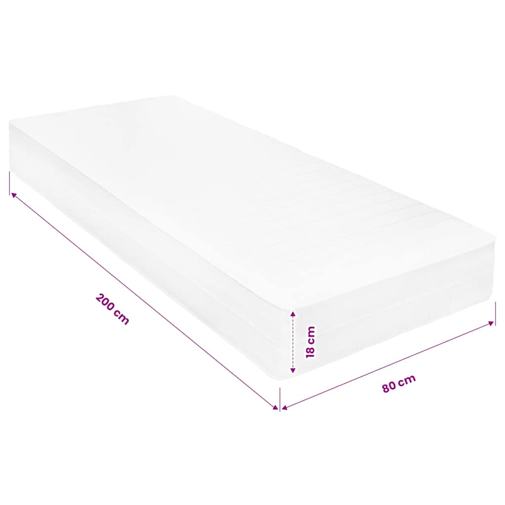 Matratze 80 x 200 cm Viskoelastischer Memory-Schaum 18 cm H2
