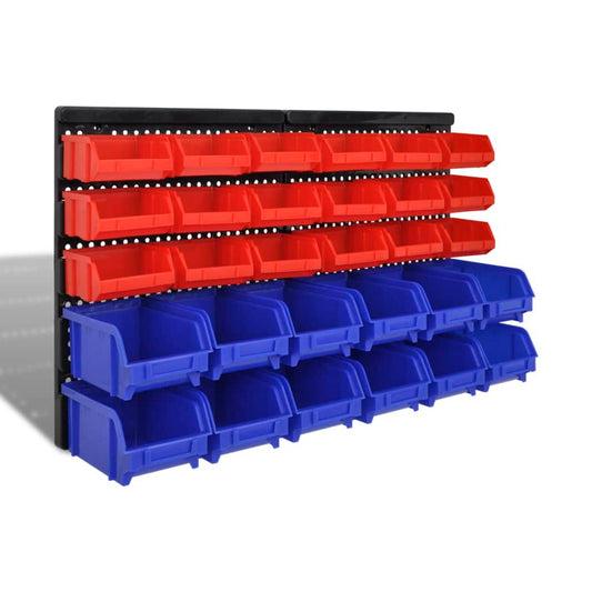30-piece wall shelf storage shelf plug-in shelf blue red workshop