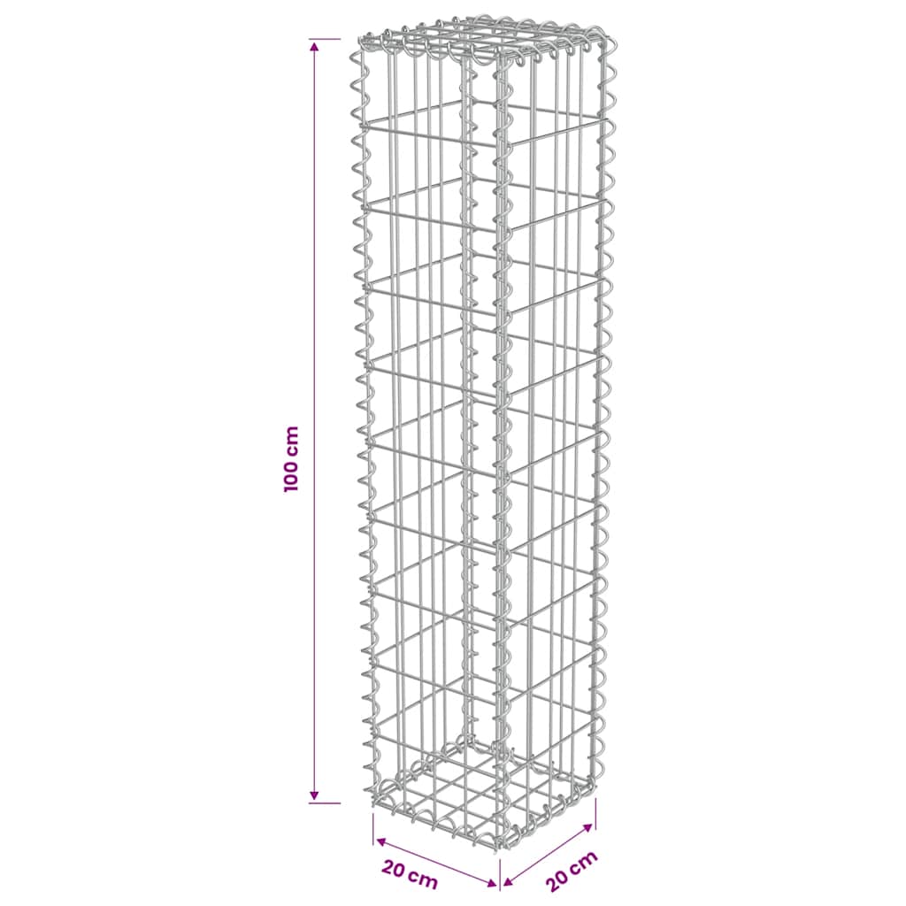 Gabionenwand mit Abdeckung Verzinkter Stahl 20×20×100 cm