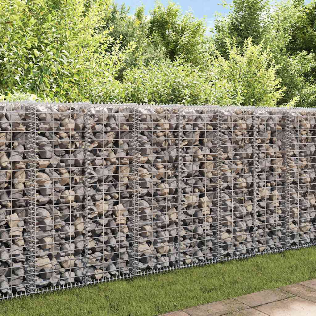 Gabionenwand mit Abdeckung Verzinkter Stahl 20×20×100 cm