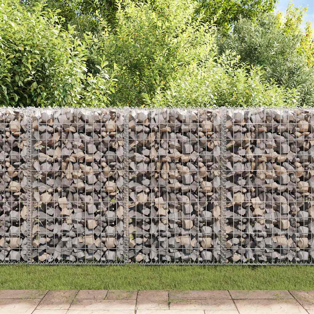 Gabionenwand mit Abdeckung Verzinkter Stahl 100×20×100 cm