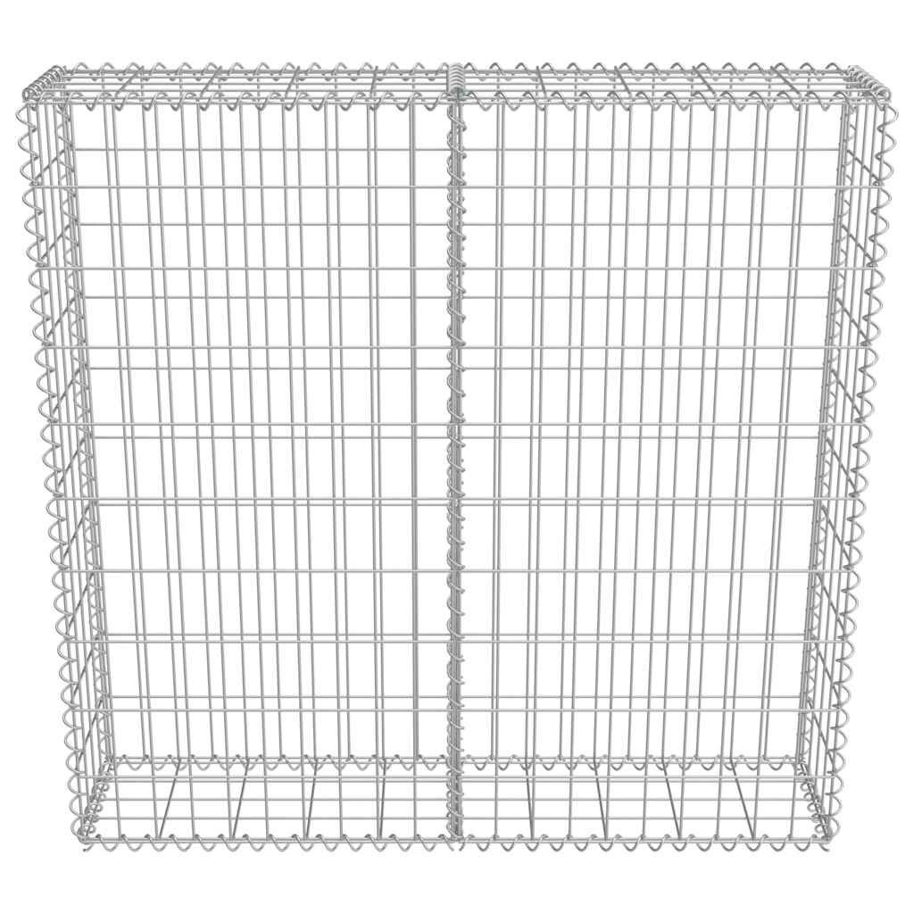 Gabionenwand mit Abdeckung Verzinkter Stahl 100×20×100 cm