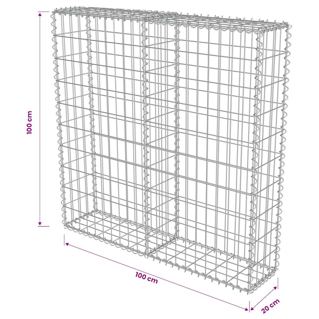 Gabionenwand mit Abdeckung Verzinkter Stahl 100×20×100 cm