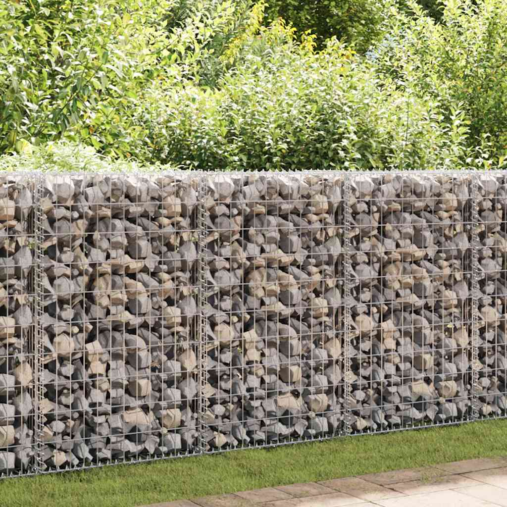 Gabionenwand mit Abdeckung Verzinkter Stahl 100×20×100 cm