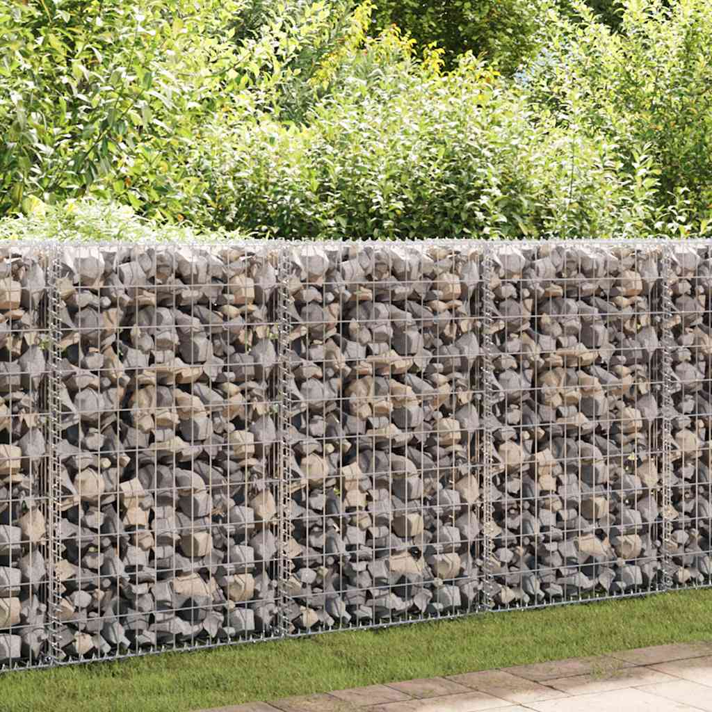 Gabionenwand mit Abdeckung Verzinkter Stahl 600×30×100 cm
