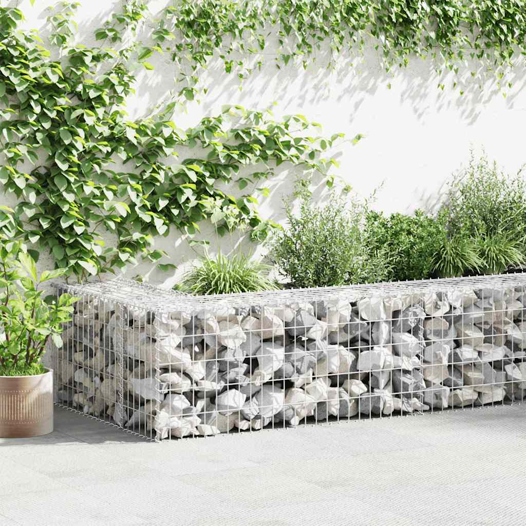 Gabionenwand mit Abdeckung Verzinkter Stahl 900×50×50 cm