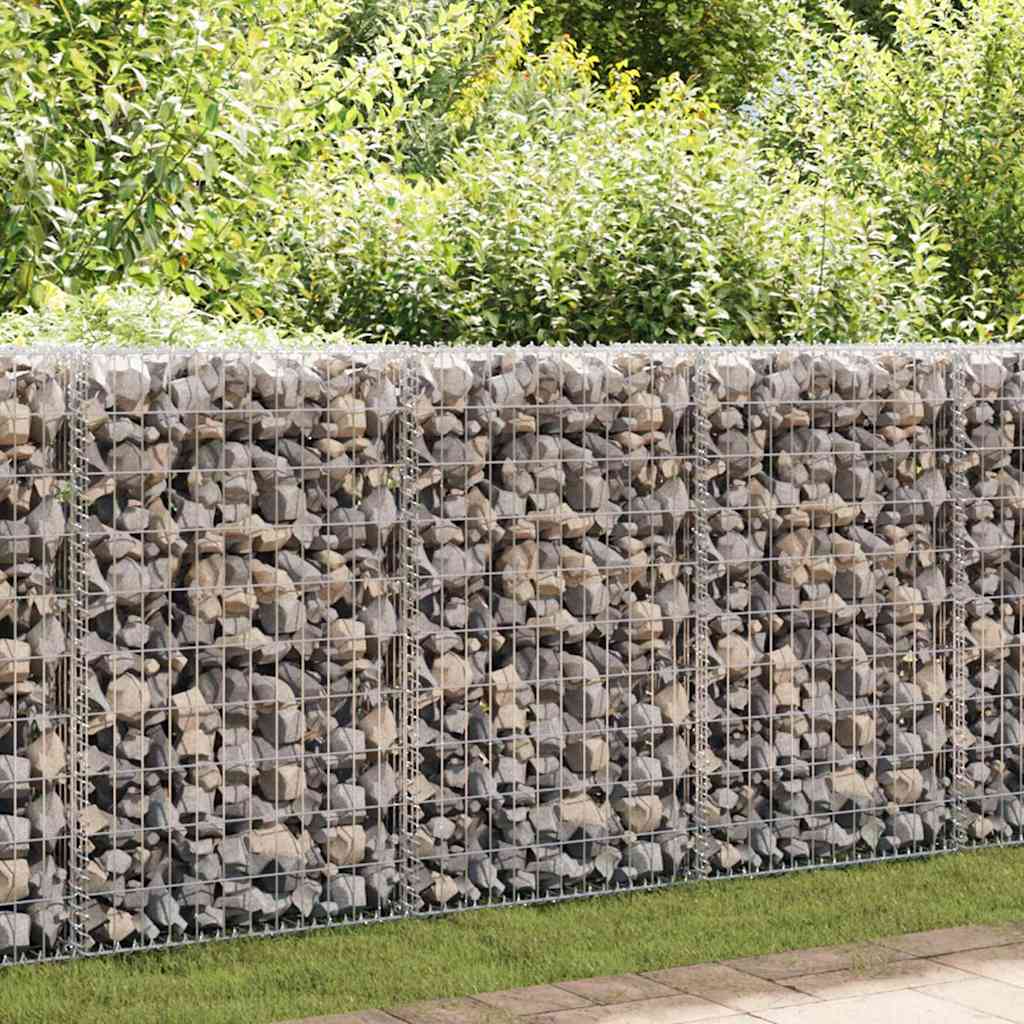 Gabionenwand mit Abdeckung Verzinkter Stahl 300×50×100 cm