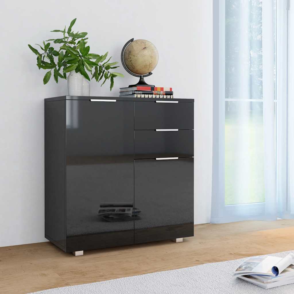 Sideboard Hochglanz-Schwarz 71x35x80 cm Holzwerkstoff