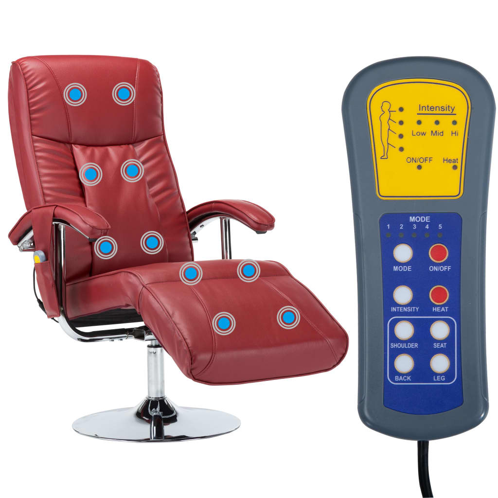 Massagesessel Weinrot Kunstleder