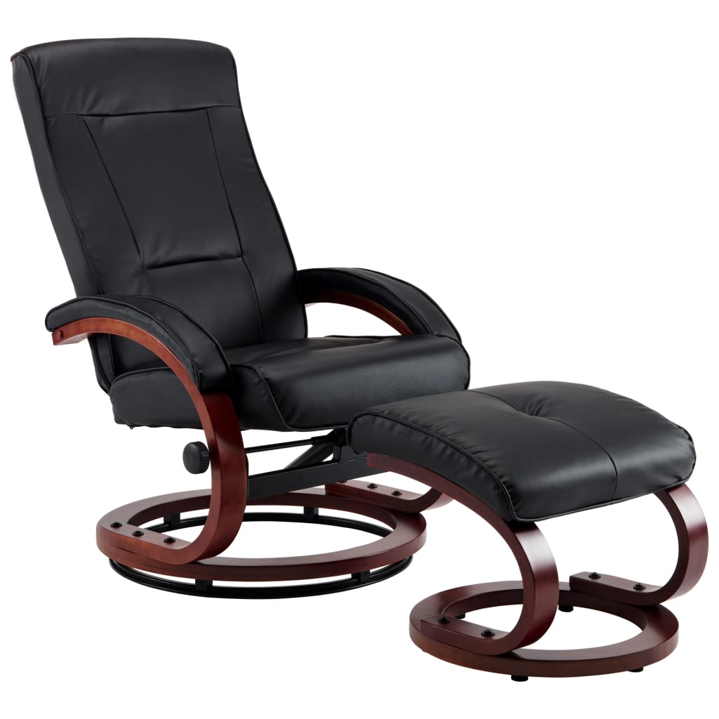 Relaxsessel mit Fußhocker Schwarz Kunstleder
