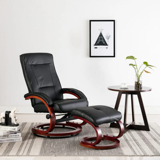 Relaxsessel mit Fußhocker Schwarz Kunstleder