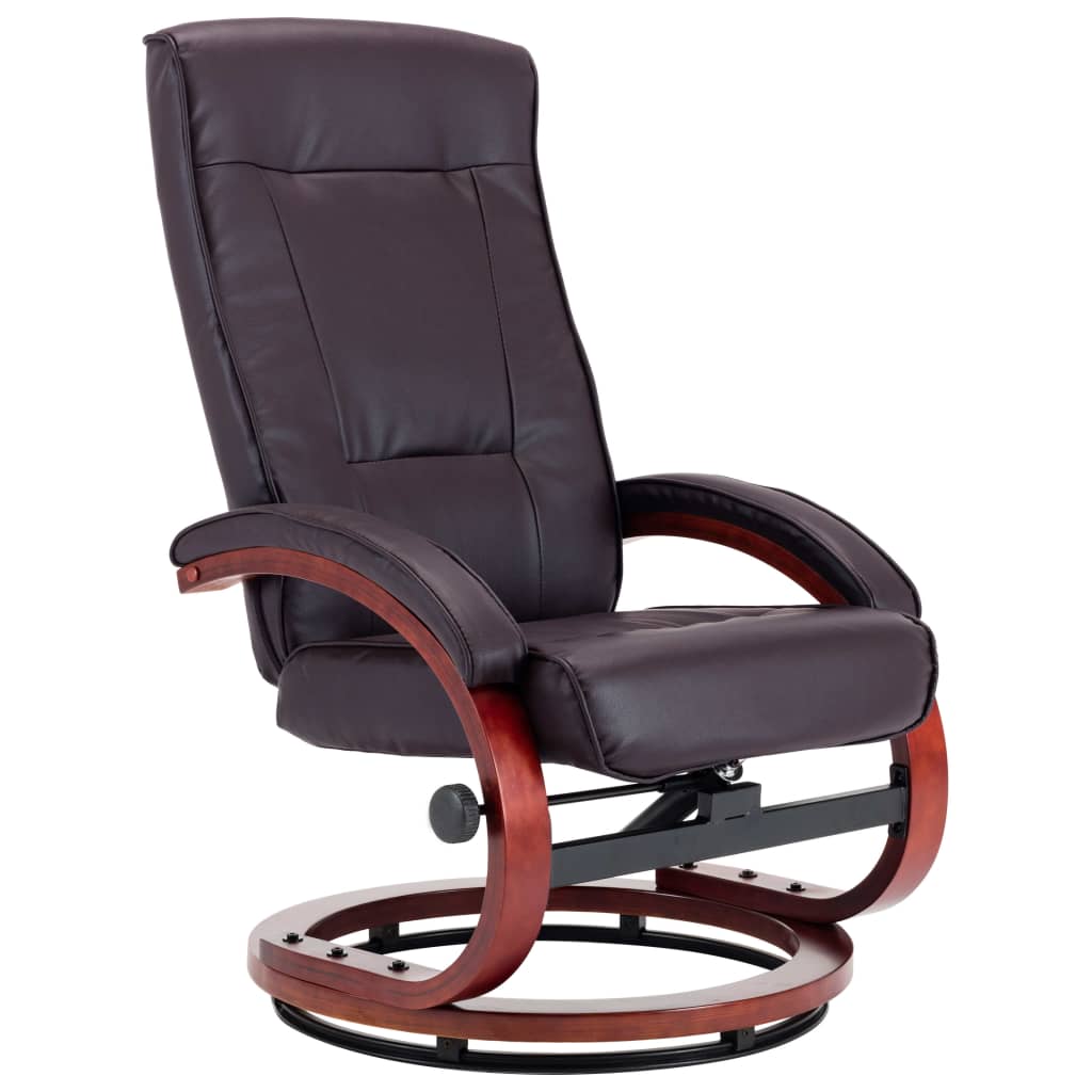 Relaxsessel mit Fußhocker Braun Kunstleder