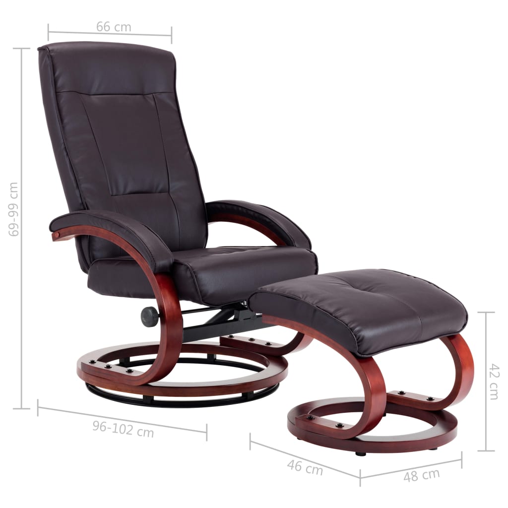 Relaxsessel mit Fußhocker Braun Kunstleder