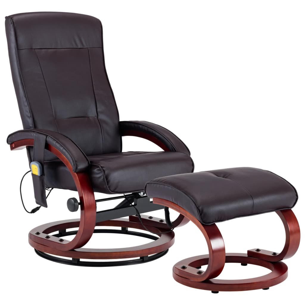 Massagesessel mit Fußhocker Braun Kunstleder