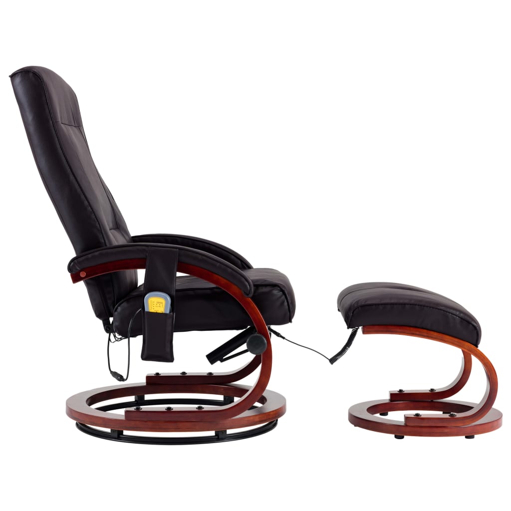 Massagesessel mit Fußhocker Braun Kunstleder