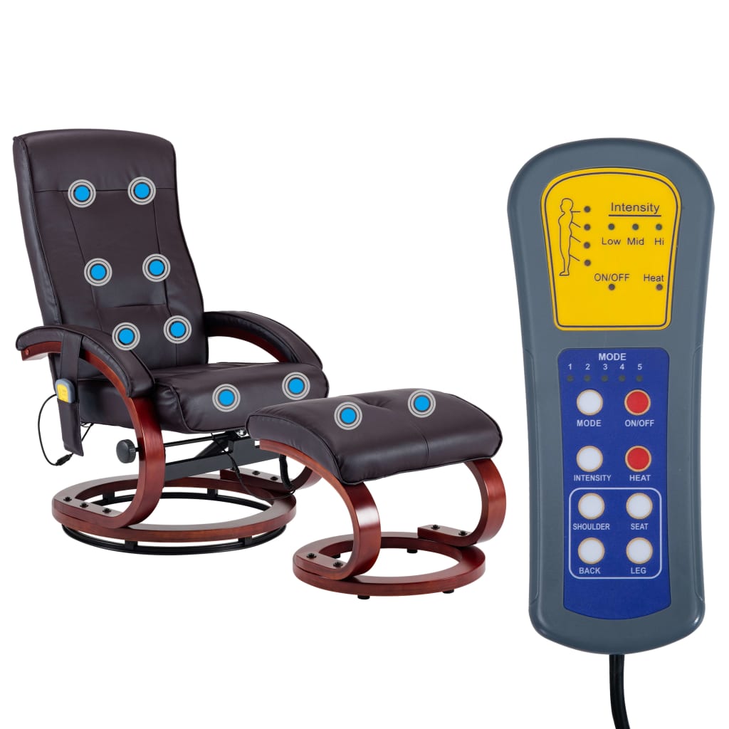 Massagesessel mit Fußhocker Braun Kunstleder