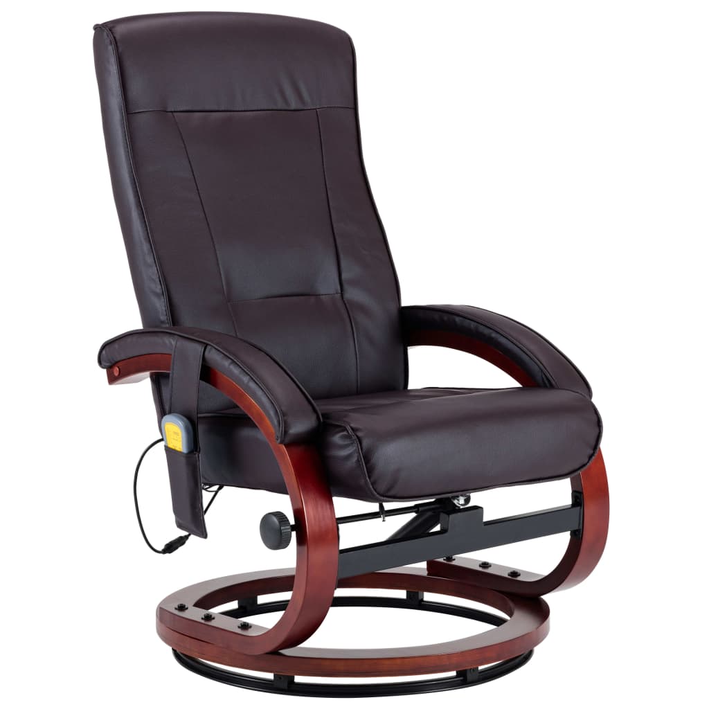 Massagesessel mit Fußhocker Braun Kunstleder