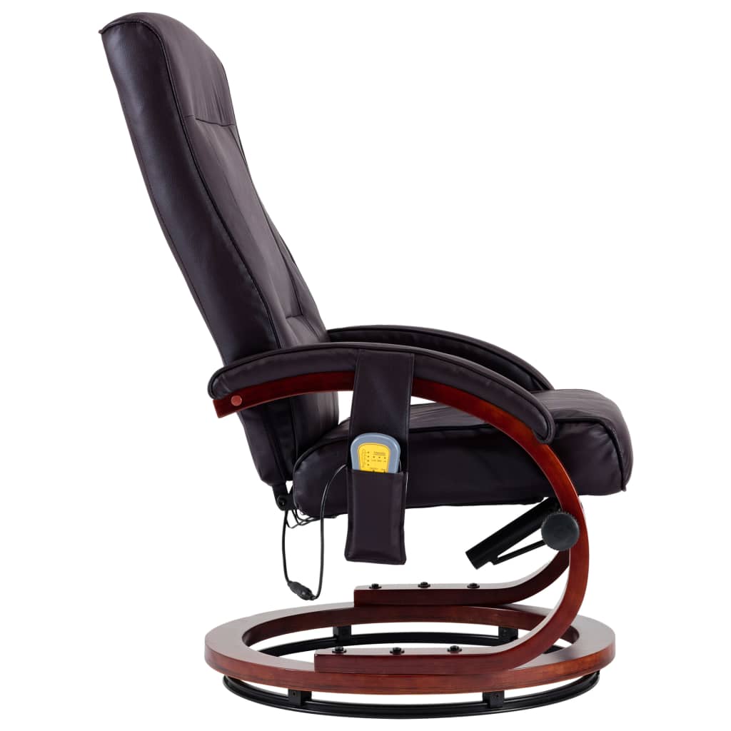 Massagesessel mit Fußhocker Braun Kunstleder