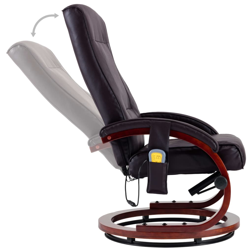 Massagesessel mit Fußhocker Braun Kunstleder