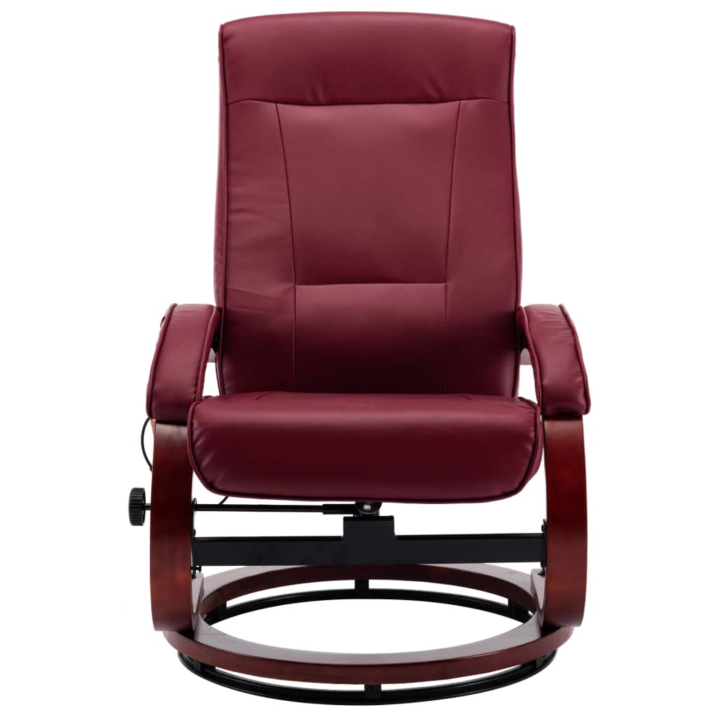Massagesessel mit Fußhocker Weinrot Kunstleder