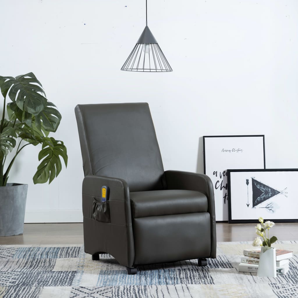 Massagesessel Grau Kunstleder